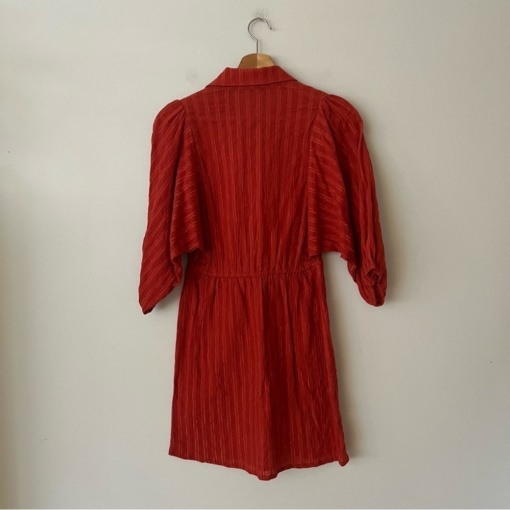 Sugarhigh Lovestoned Metallic Burnt Orange Mini Shirt Dress Women’s Size Small - Picture 6 of 9